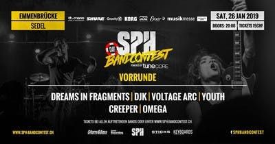 Flyer der SPH Music Masters Vorrunde (weitere Bands: Dreams in Fragments, DJK, Youth, Creeper)